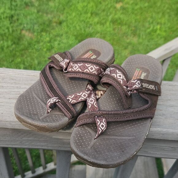 Skechers Outdoor Lifestyle Sandals Brown Thong Strap Size 8 - Picture 1 of 8